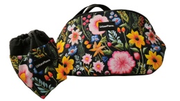 Duża nerka spacerowa z saszetką na smaczki, kwiaty