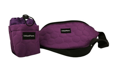 Nerka spacerowa w zestawie z saszetką na treserki UrbanPaws. rozmiar L., fioletowa, pikowana