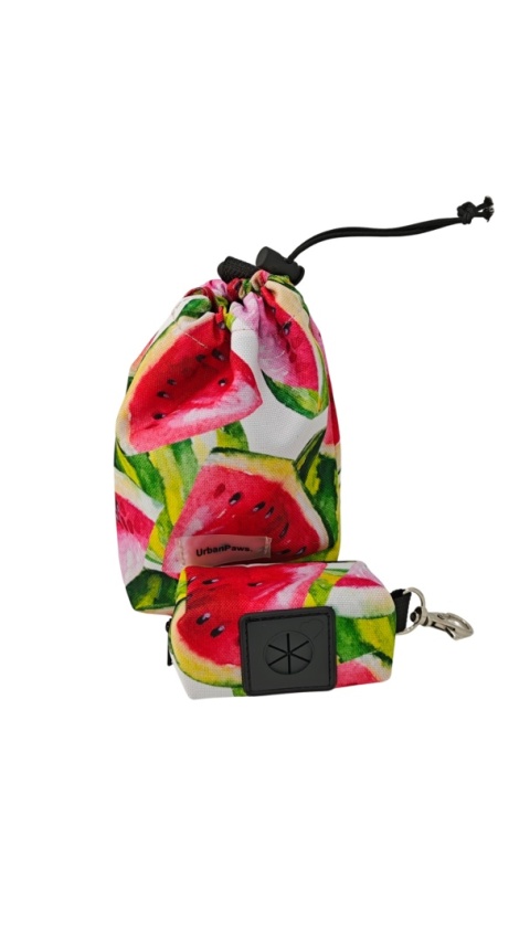 Saszetka na smaczki z etui na kupoworki | melon | gratis woreczki