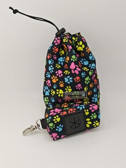 Saszetka na smaczki z etui na kupoworki | psie łapki | gratis woreczki