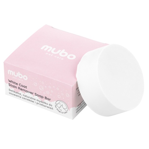 Mubo White Coat Stain Remover Soap Bar 40g - naturalne mydełko na zacieki u psa i kota